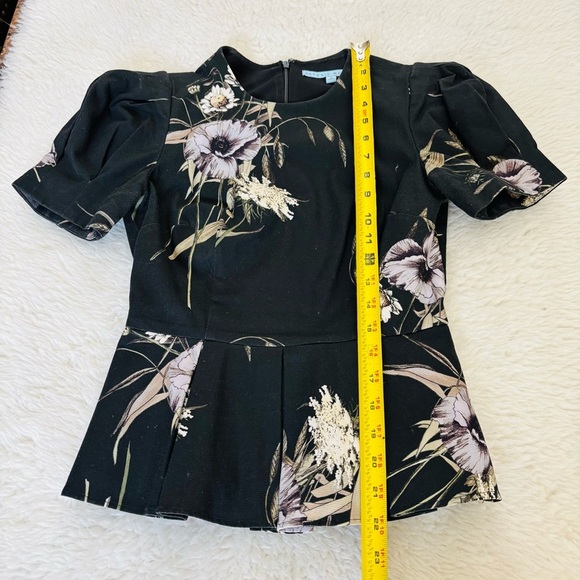 Antonio Melani Floral Black Puff Sleeve Top size 0 - Picture 10 of 15